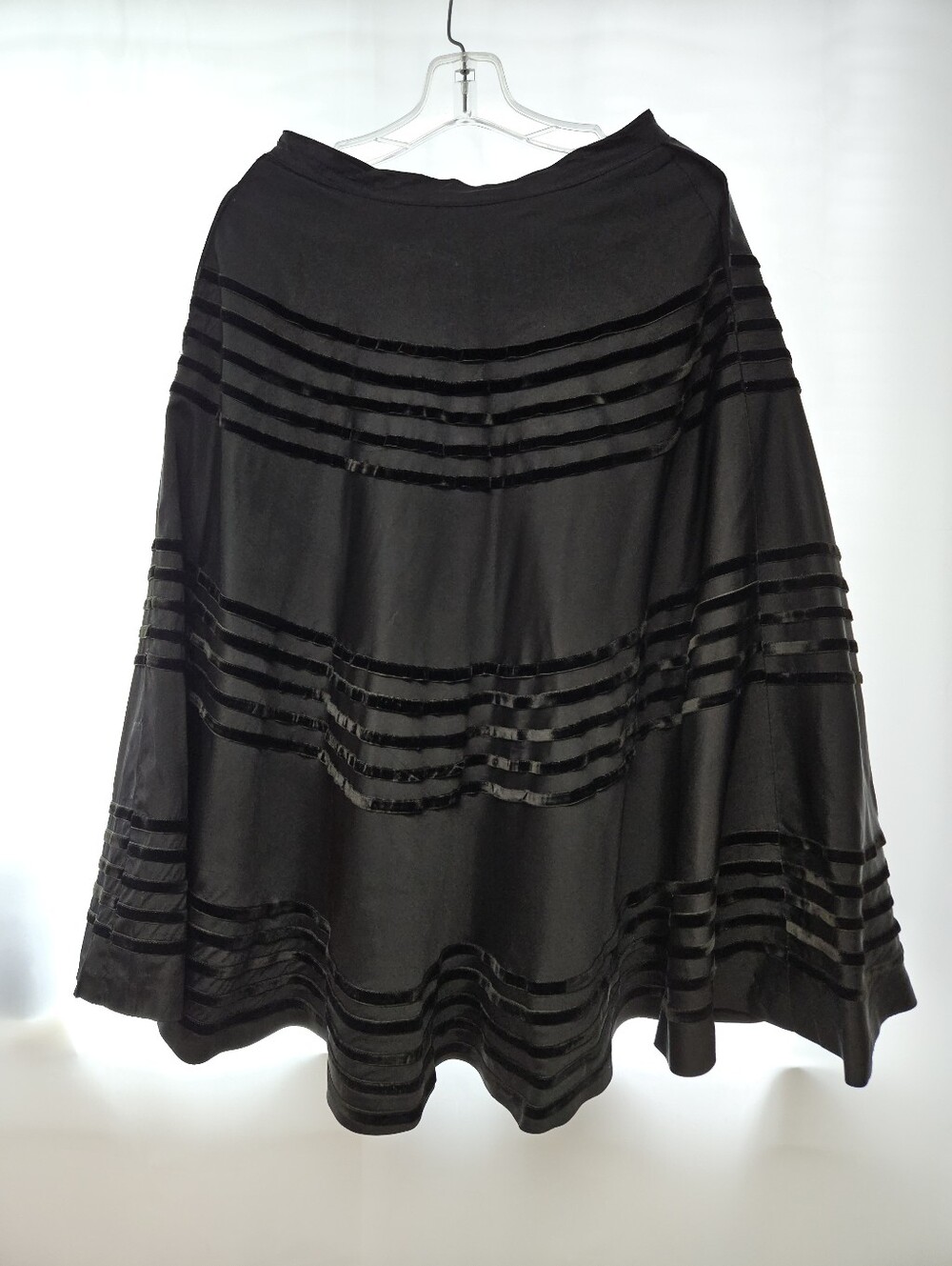 Vintage 1940s Black A-line Taffea Shirt With Black Velvet Stripes Sz S